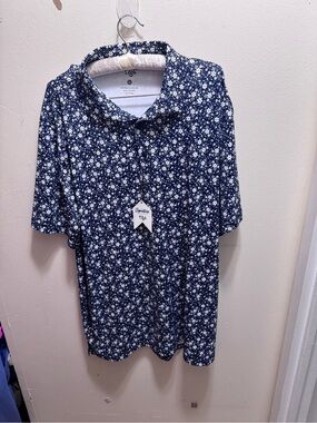 Men's 1764 golf Navy Floral Polo Shirt with Short Sleeves size XL